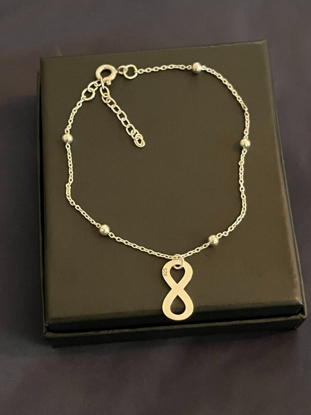 NWOT Peruvian 925 Sterling Silver Infinity Symbol Beaded Bracelet